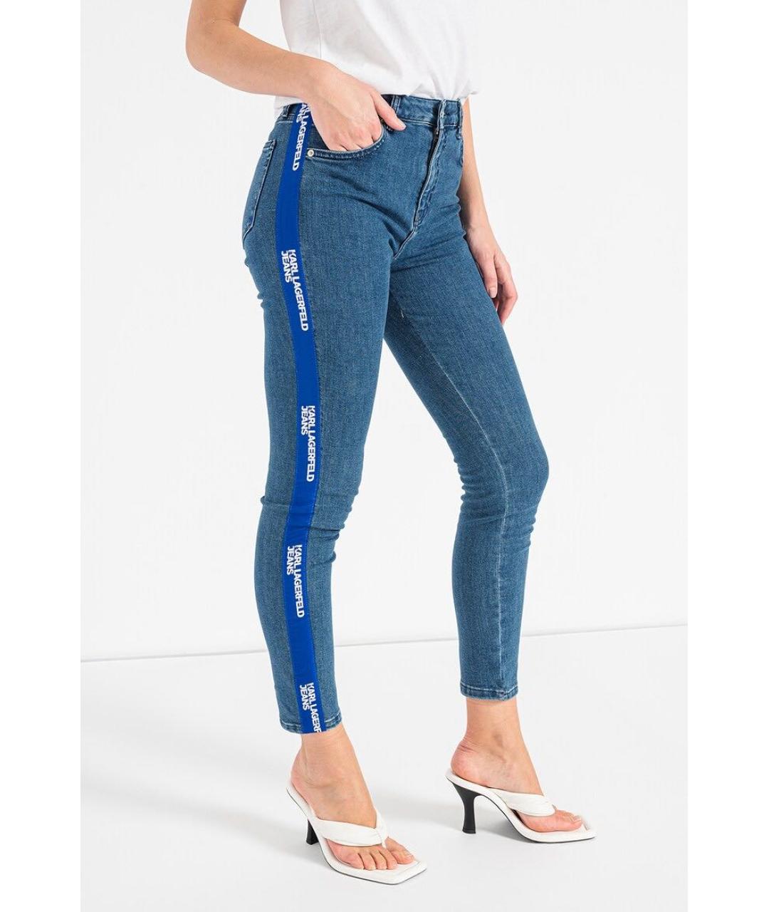 KARL LAGERFELD Синие хлопко-эластановые джинсы слим, фото 2