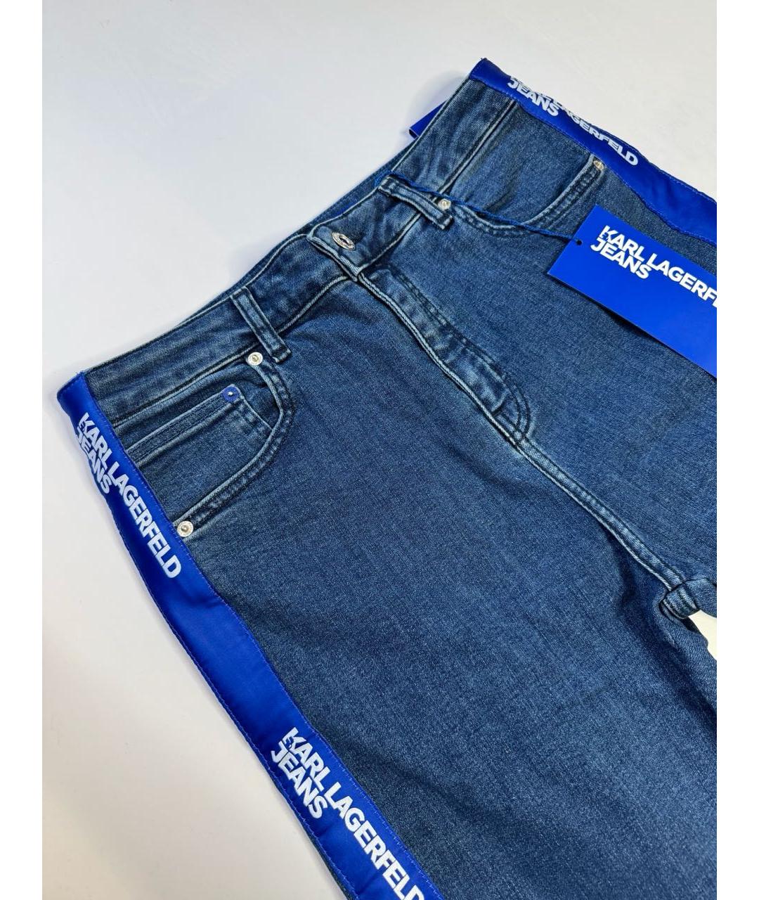 KARL LAGERFELD Синие хлопко-эластановые джинсы слим, фото 4