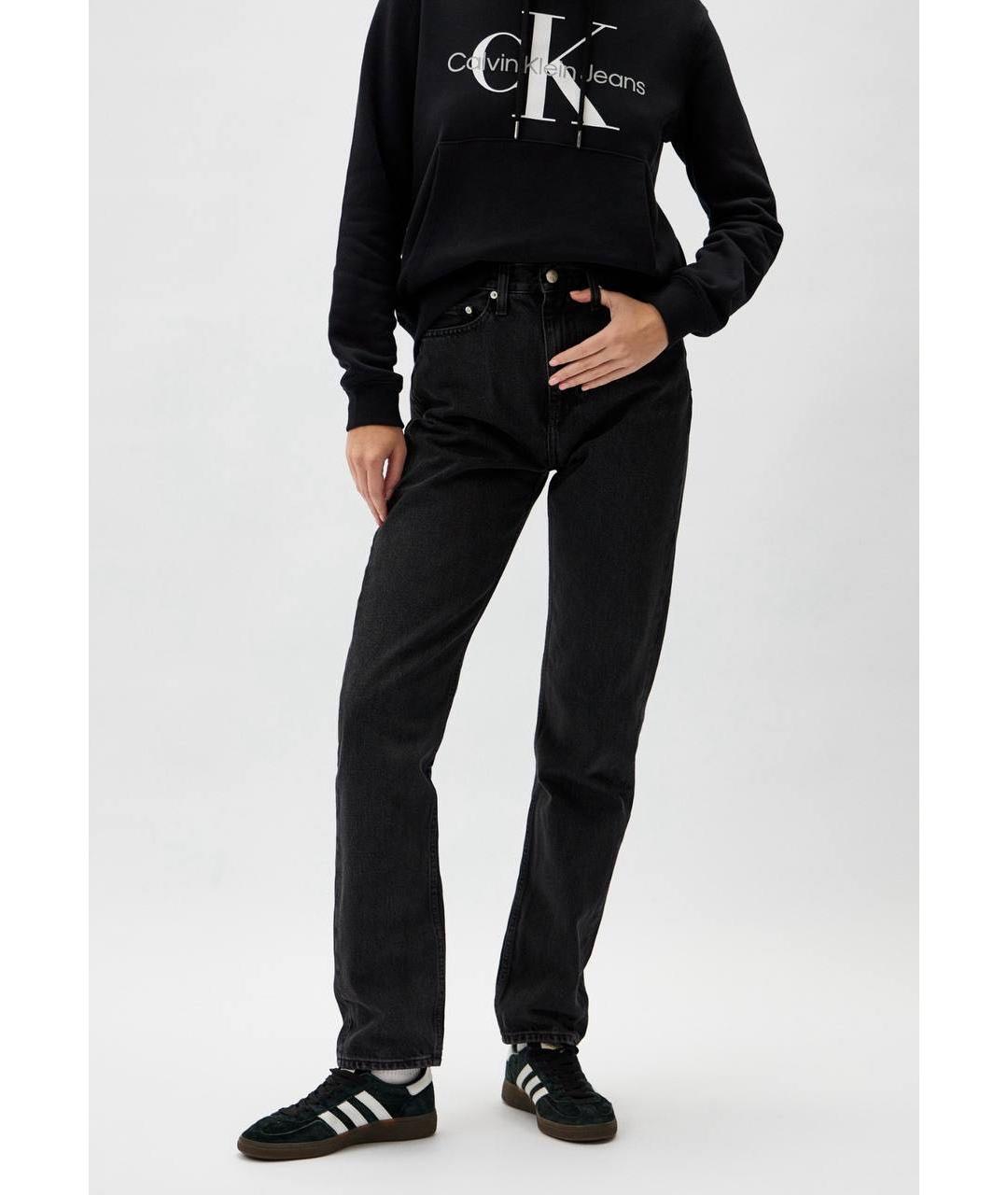 CALVIN KLEIN Черные хлопковые прямые джинсы, фото 2