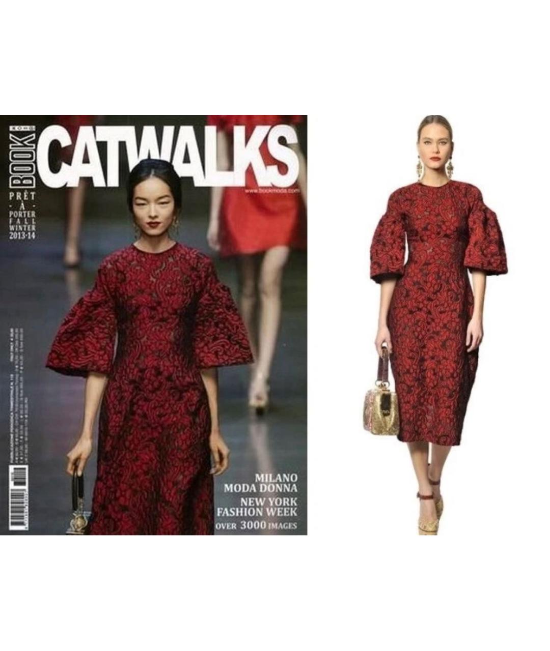 DOLCE&GABBANA Бордовое полиэстеровое коктейльное платье, фото 3