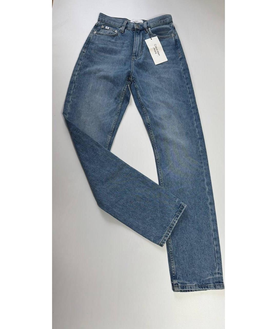 CALVIN KLEIN Голубые хлопковые прямые джинсы, фото 3
