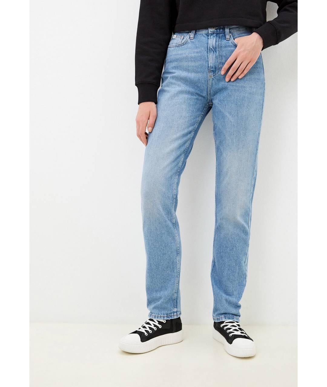 CALVIN KLEIN Голубые хлопковые прямые джинсы, фото 2