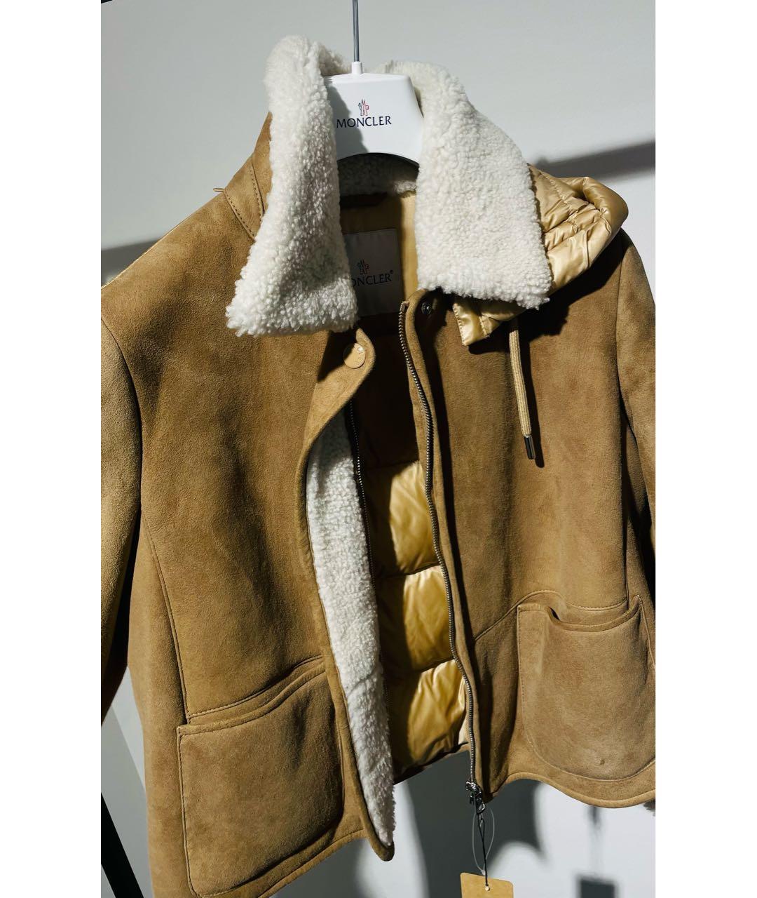 MONCLER Бежевая меховая дубленка, фото 8