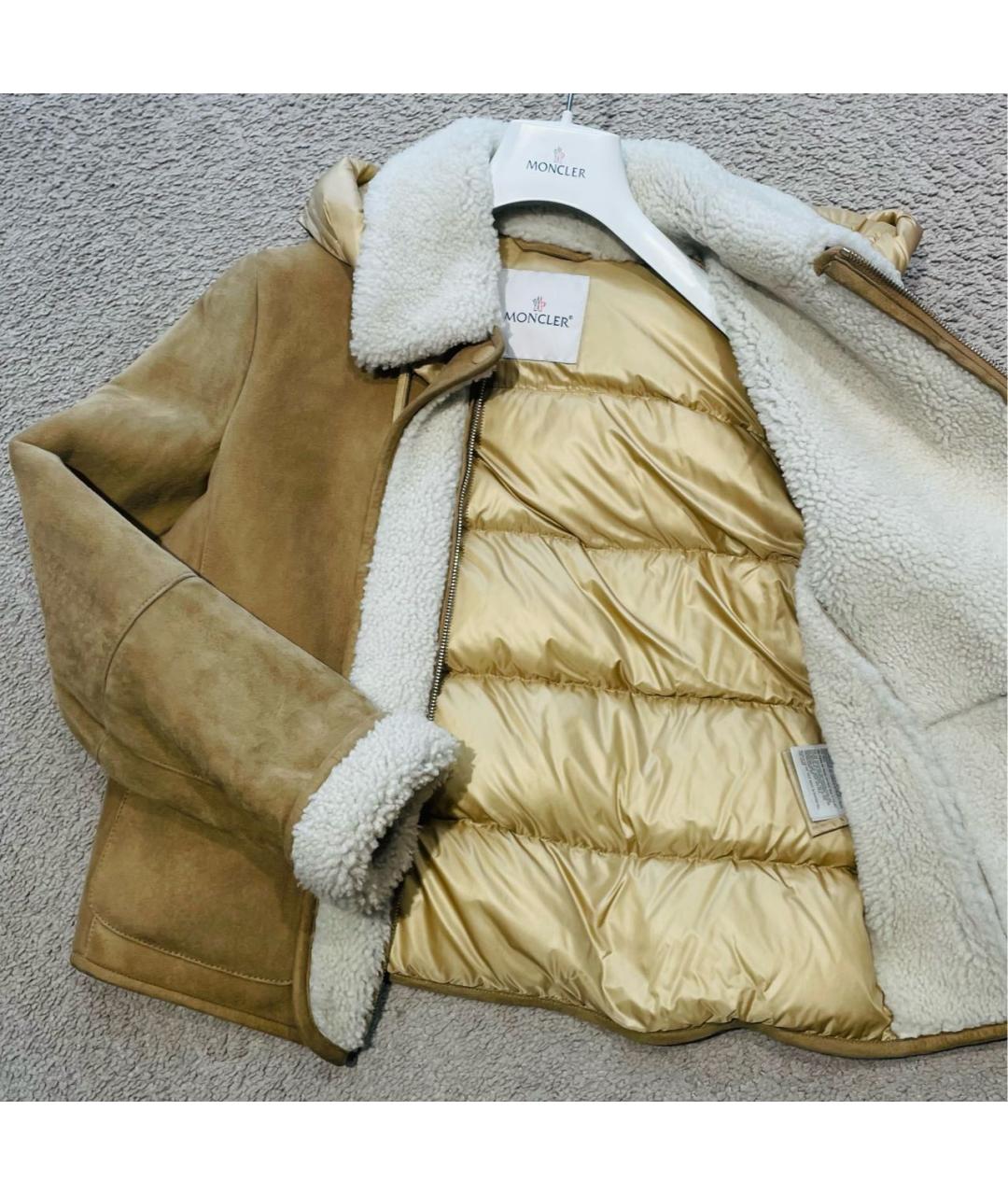 MONCLER Бежевая меховая дубленка, фото 7