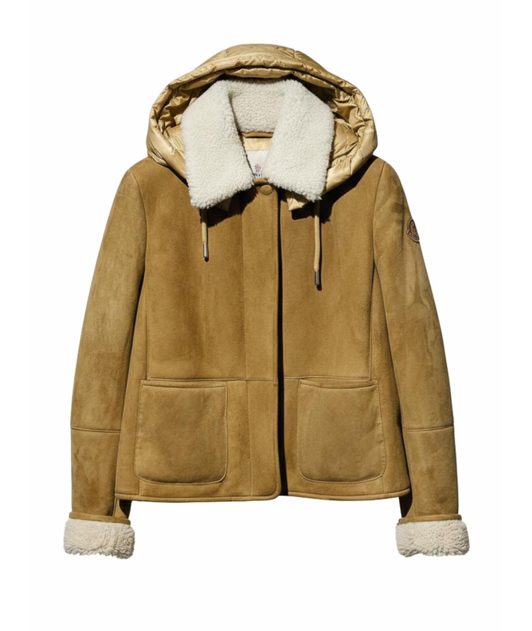 MONCLER Бежевая меховая дубленка, фото 1