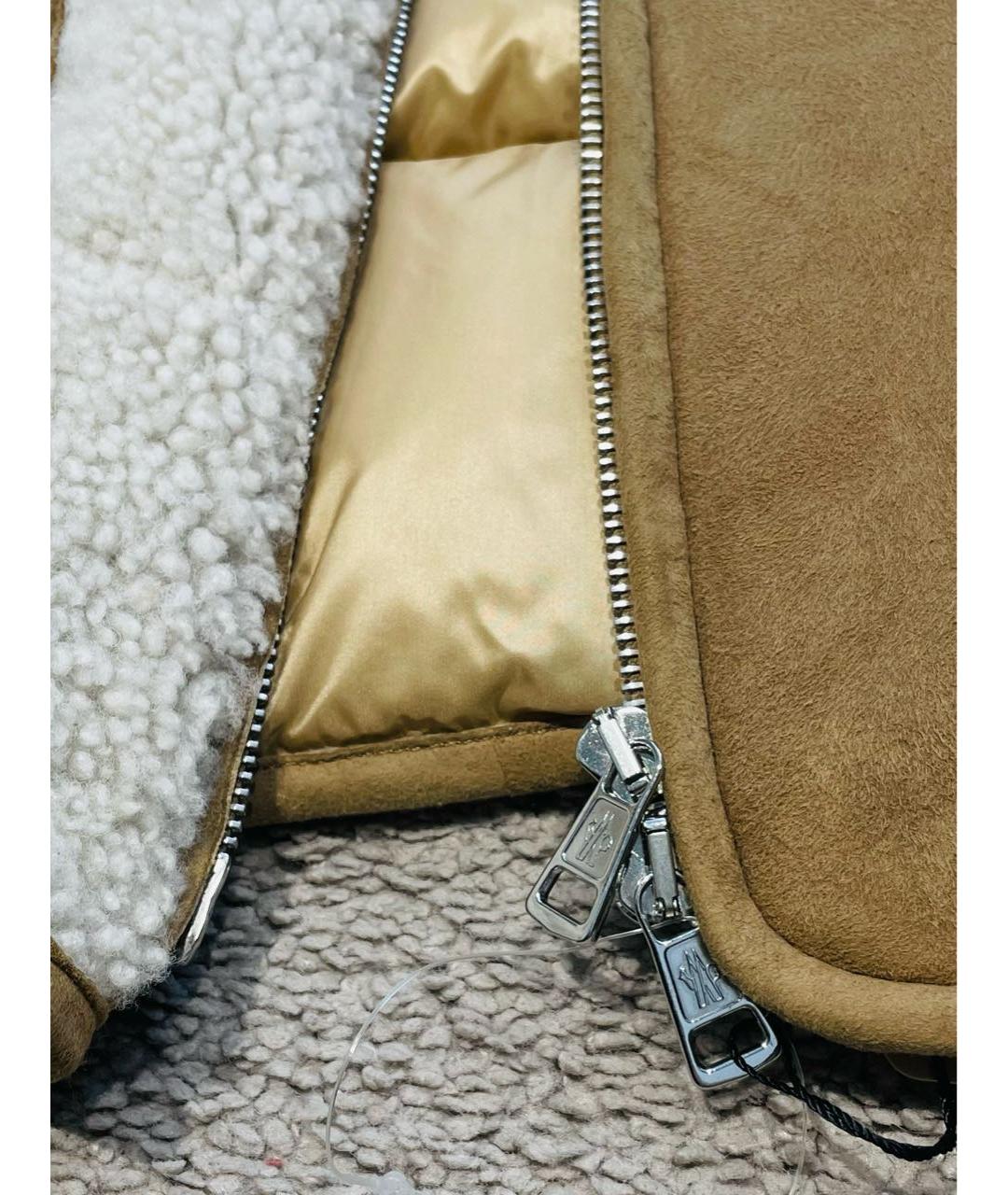 MONCLER Бежевая меховая дубленка, фото 6