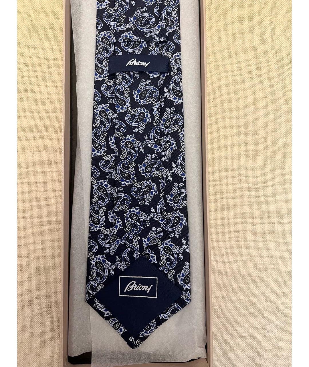 BRIONI Темно-синий шелковый галстук, фото 3