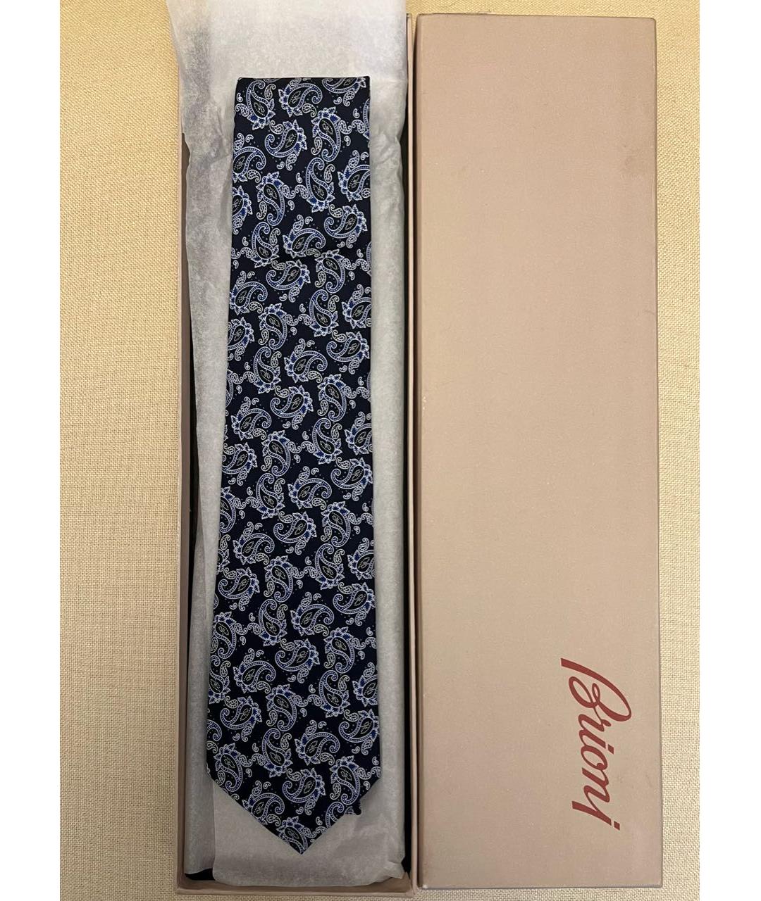 BRIONI Темно-синий шелковый галстук, фото 2