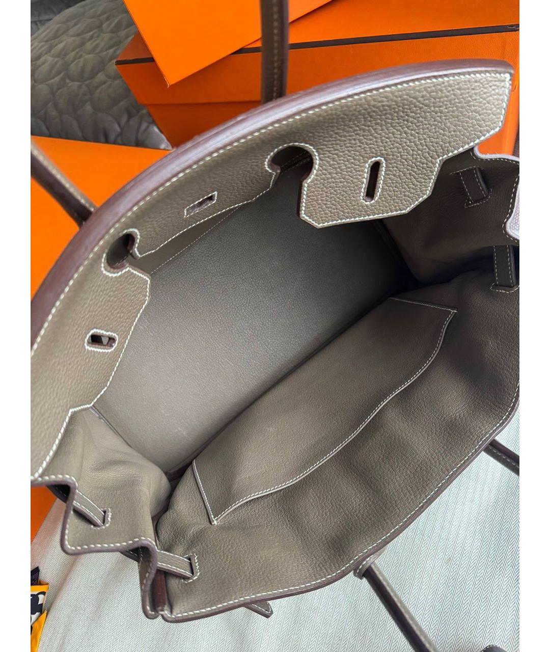 HERMES Бежевая кожаная сумка с короткими ручками, фото 4