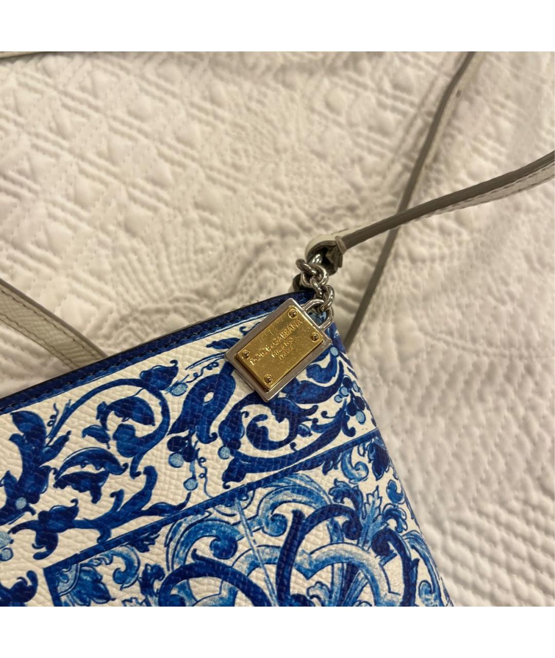 DOLCE&GABBANA Синяя кожаная сумка через плечо, фото 7