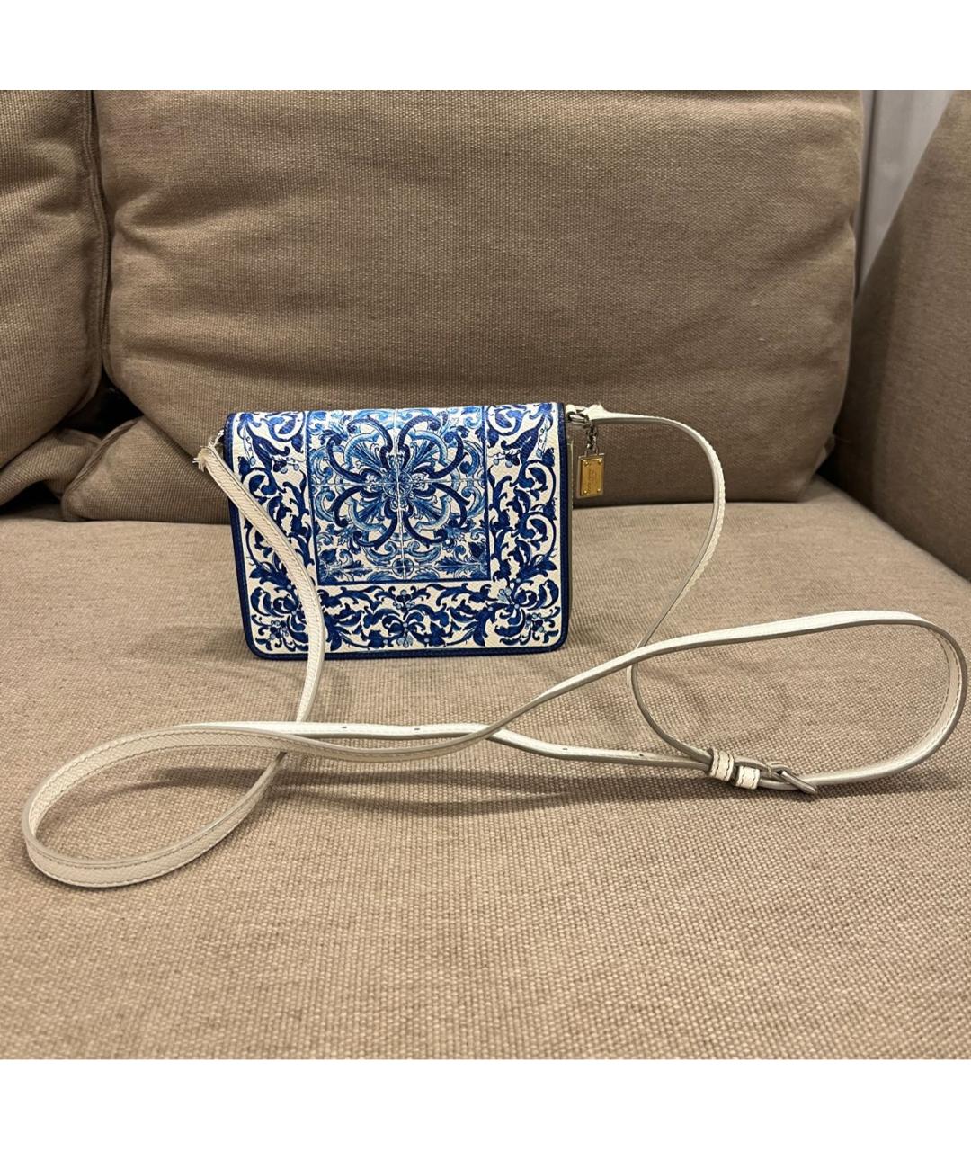 DOLCE&GABBANA Синяя кожаная сумка через плечо, фото 3