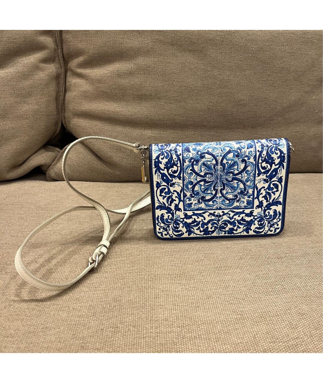 DOLCE&GABBANA Синяя кожаная сумка через плечо, фото 2