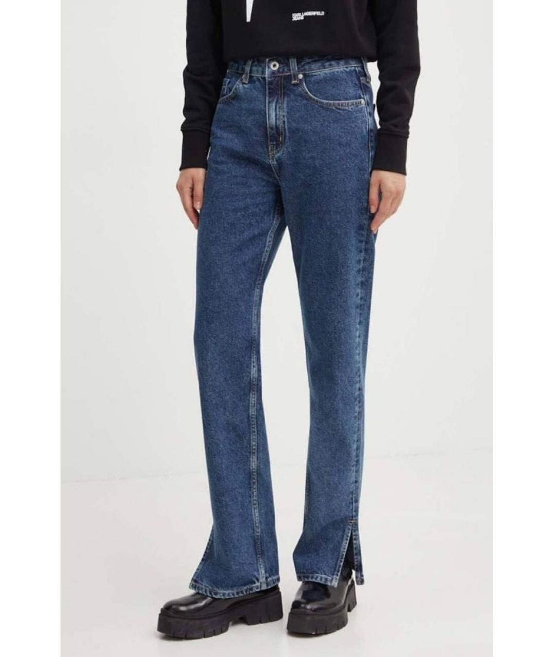 KARL LAGERFELD Синие хлопковые прямые джинсы, фото 2