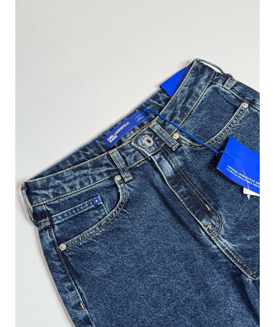 KARL LAGERFELD Синие хлопковые прямые джинсы, фото 4
