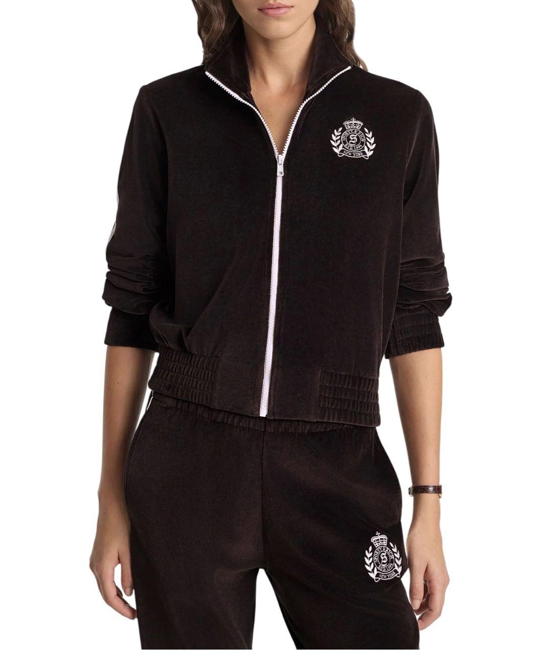 SPORTY AND RICH Коричневый велюровый костюм с брюками, фото 4