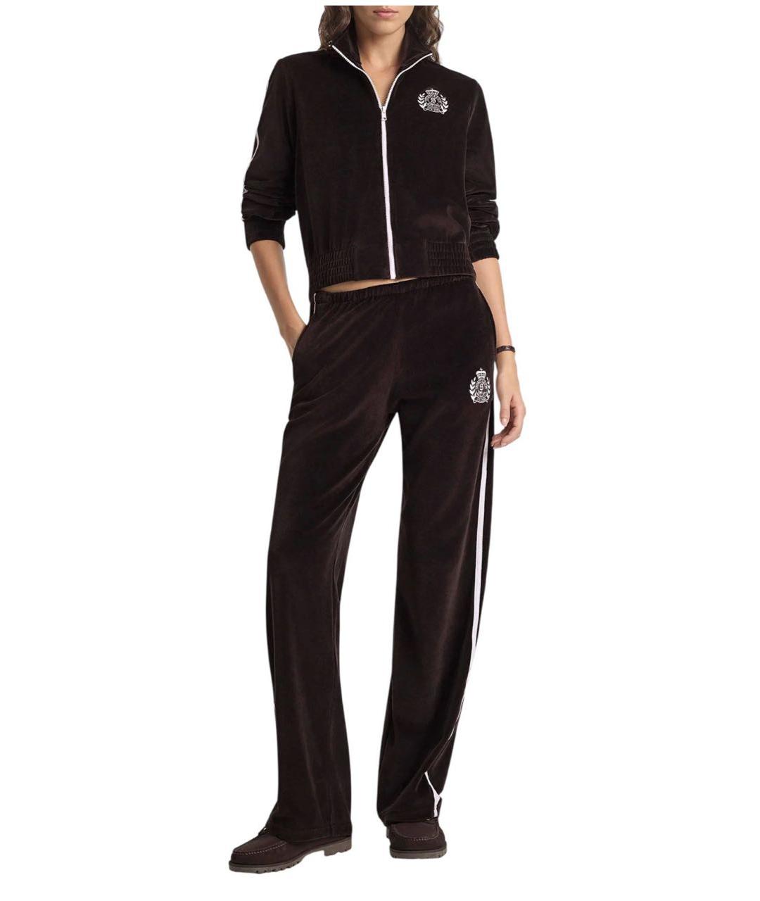 SPORTY AND RICH Коричневый велюровый костюм с брюками, фото 3