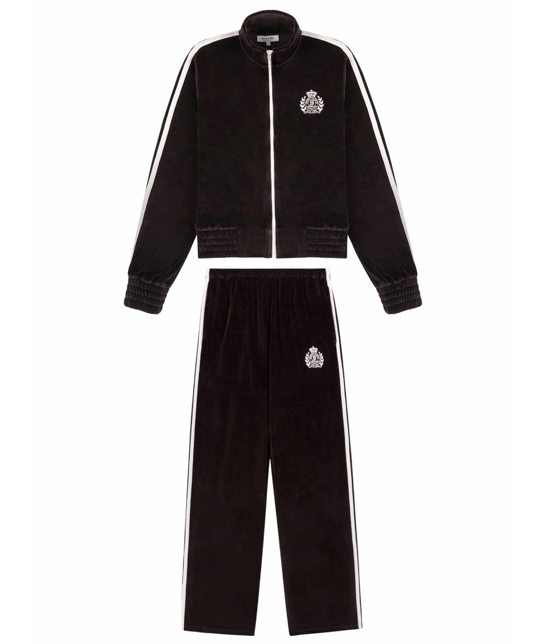 SPORTY AND RICH Коричневый велюровый костюм с брюками, фото 1