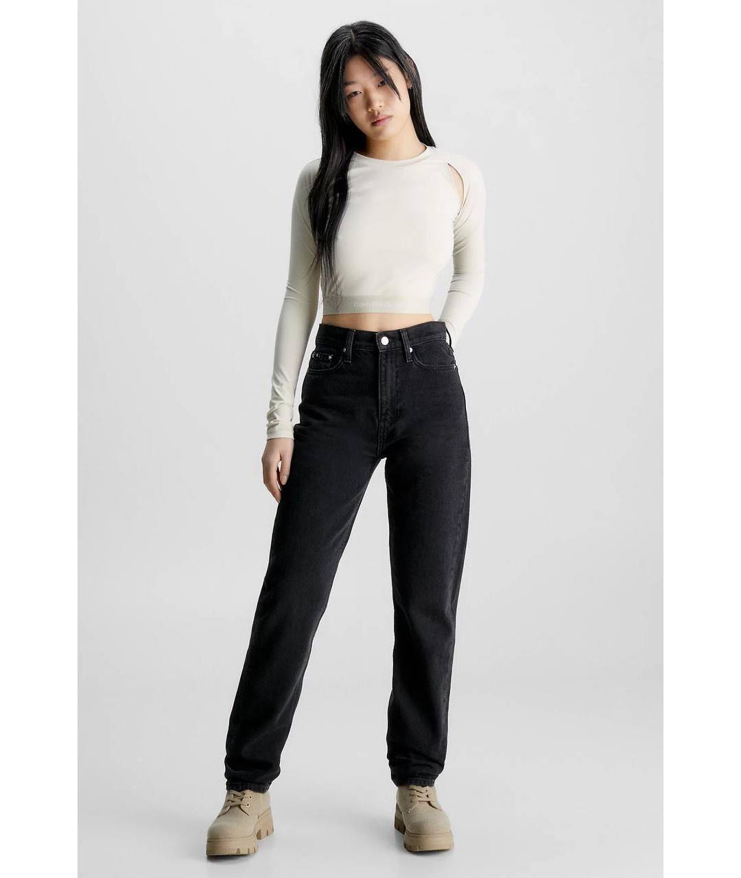 CALVIN KLEIN Черные хлопковые прямые джинсы, фото 4