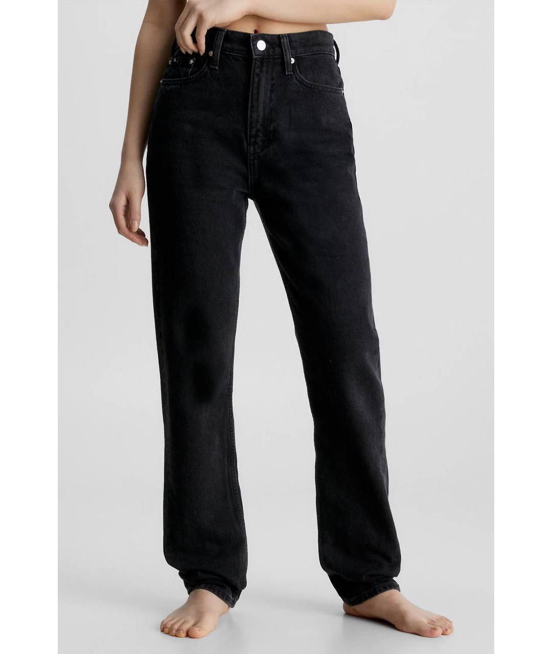 CALVIN KLEIN Черные хлопковые прямые джинсы, фото 2