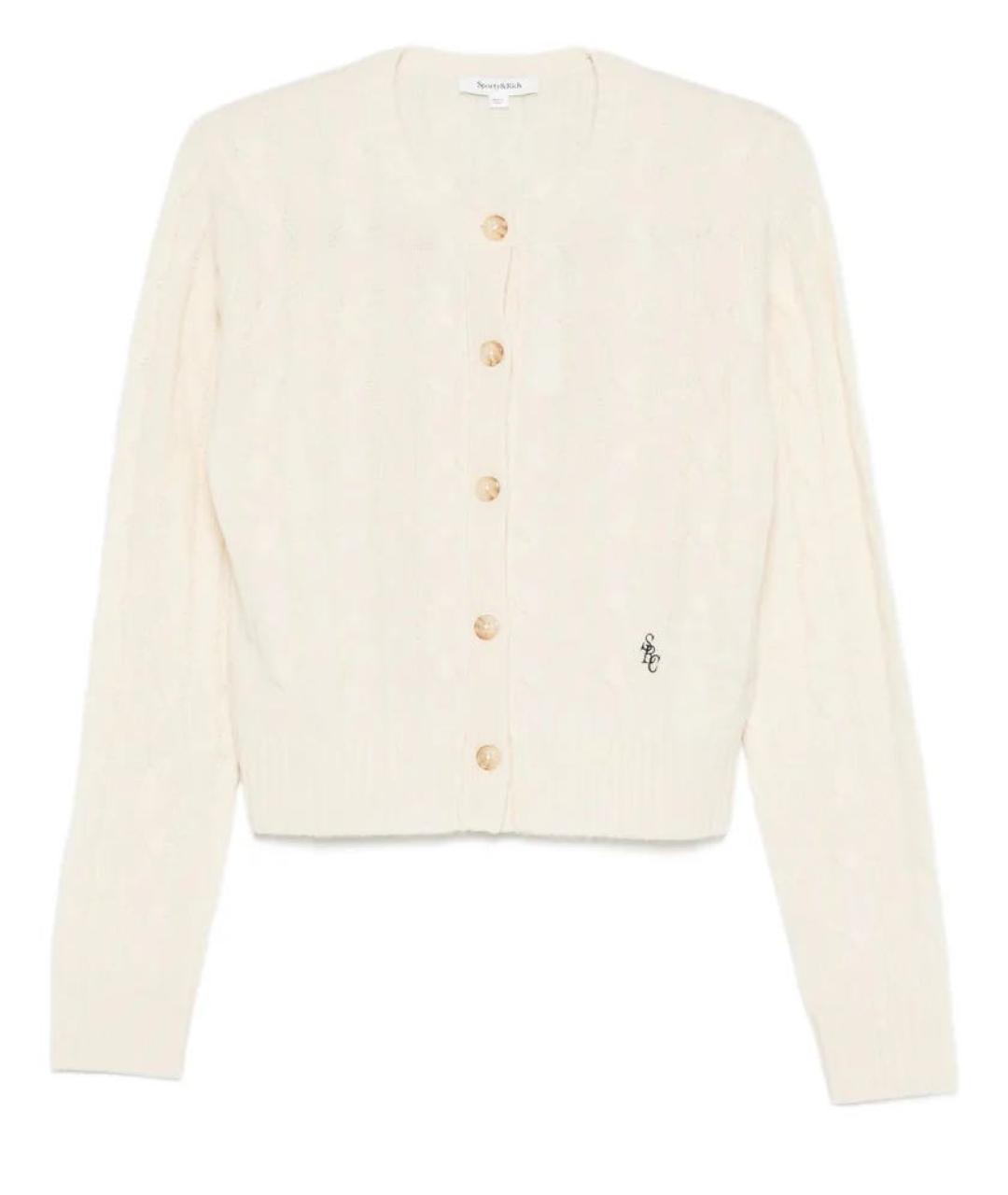 SPORTY AND RICH Бежевый кашемировый кардиган, фото 1
