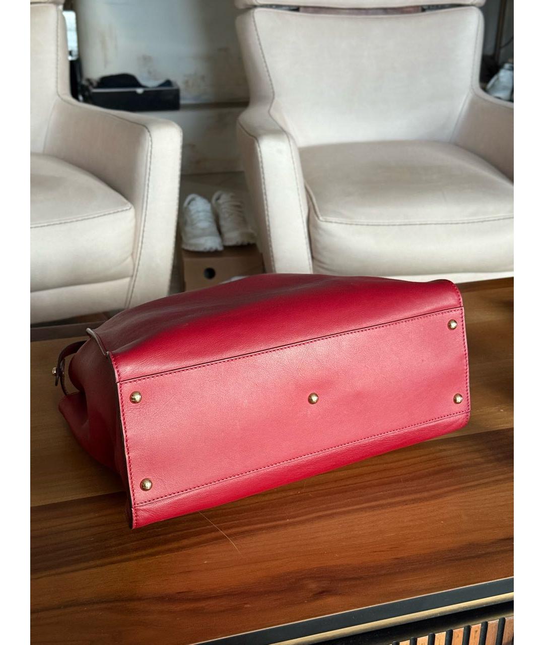 FENDI Красная кожаная сумка тоут, фото 7