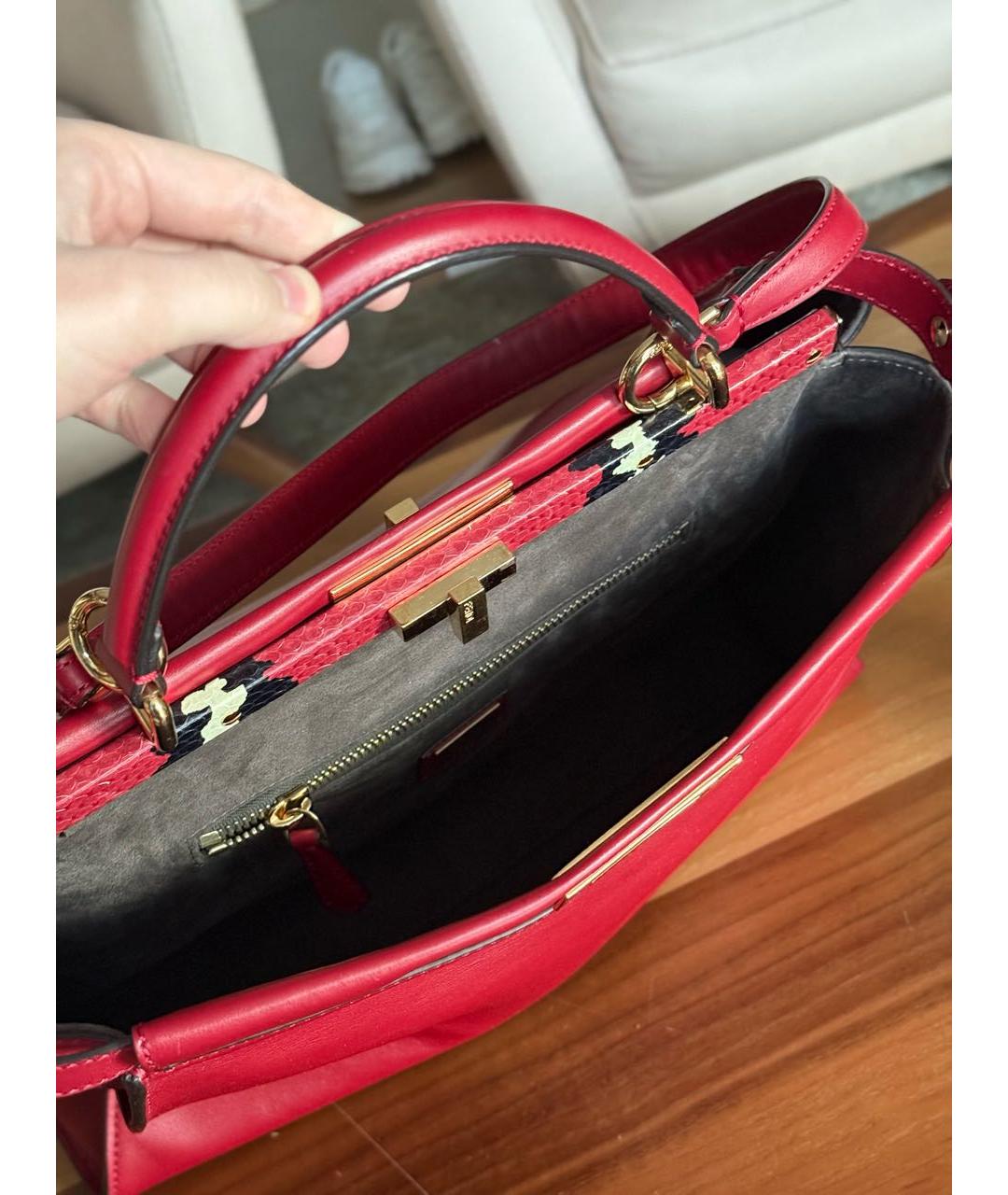 FENDI Красная кожаная сумка тоут, фото 6