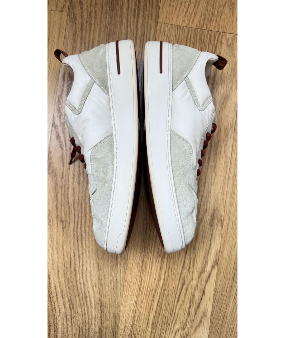 LORO PIANA Белые нубуковые низкие кроссовки / кеды, фото 5