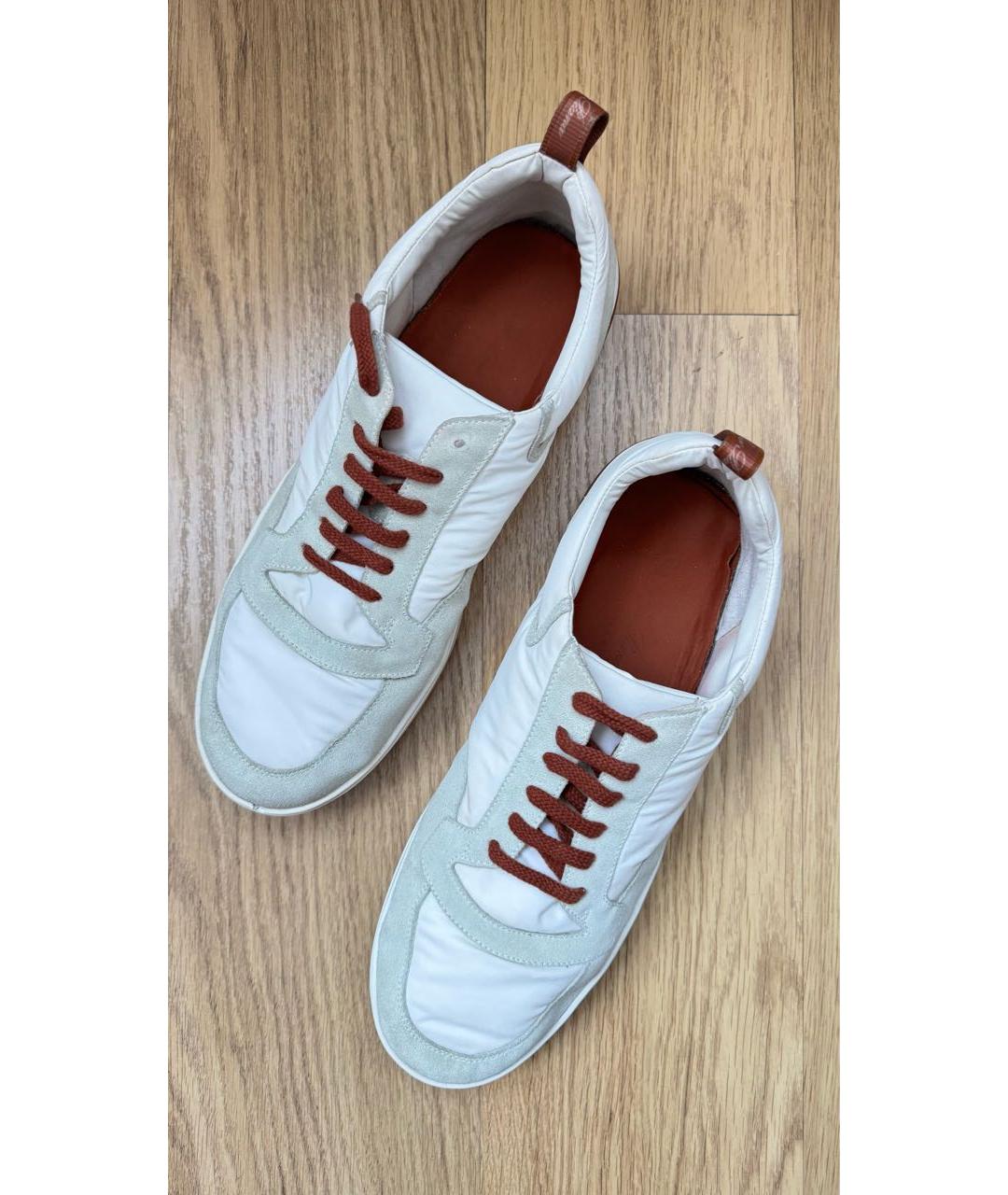 LORO PIANA Белые нубуковые низкие кроссовки / кеды, фото 2