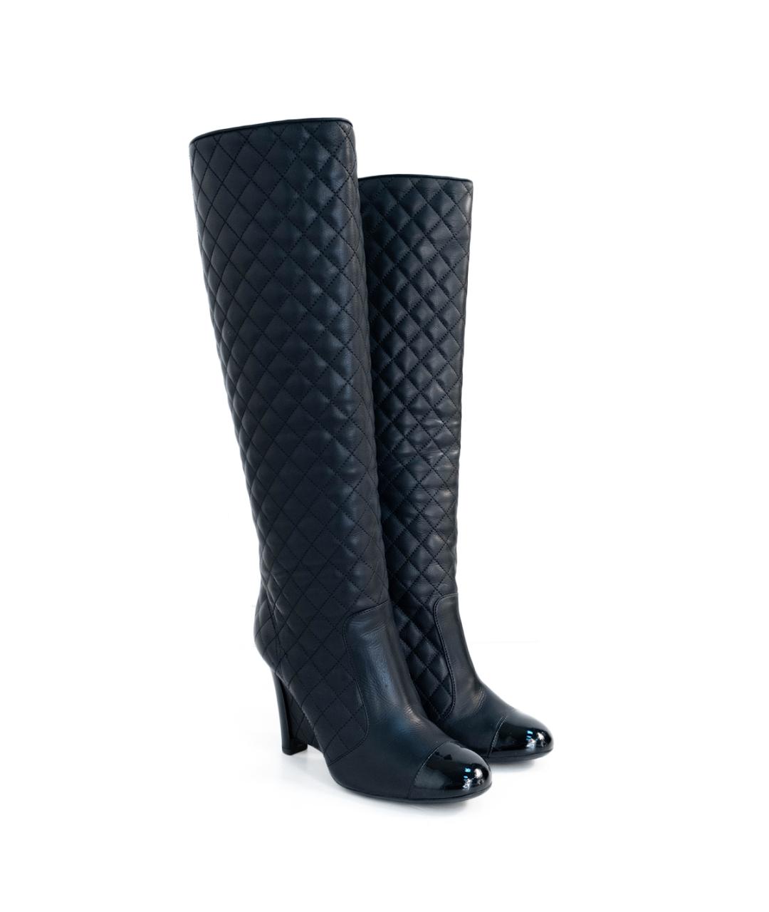 CHANEL Черные кожаные сапоги, фото 2