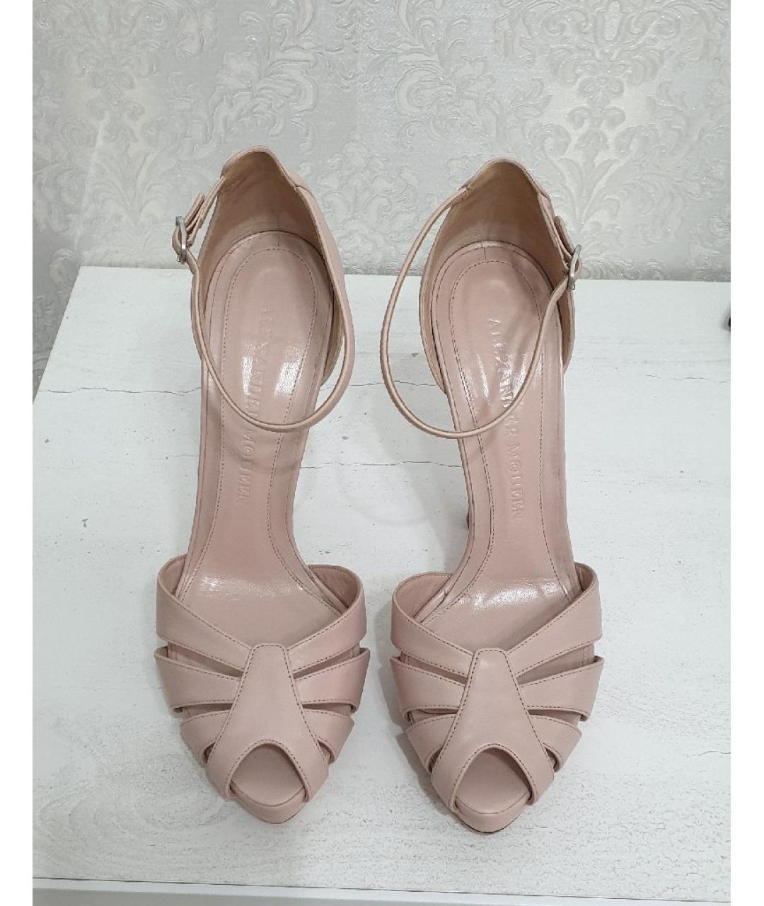 ALEXANDER MCQUEEN Розовые кожаные босоножки, фото 2