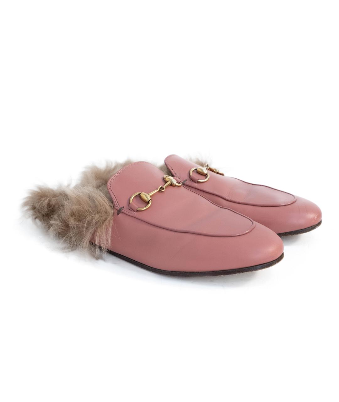 GUCCI Розовые кожаные сабо, фото 2