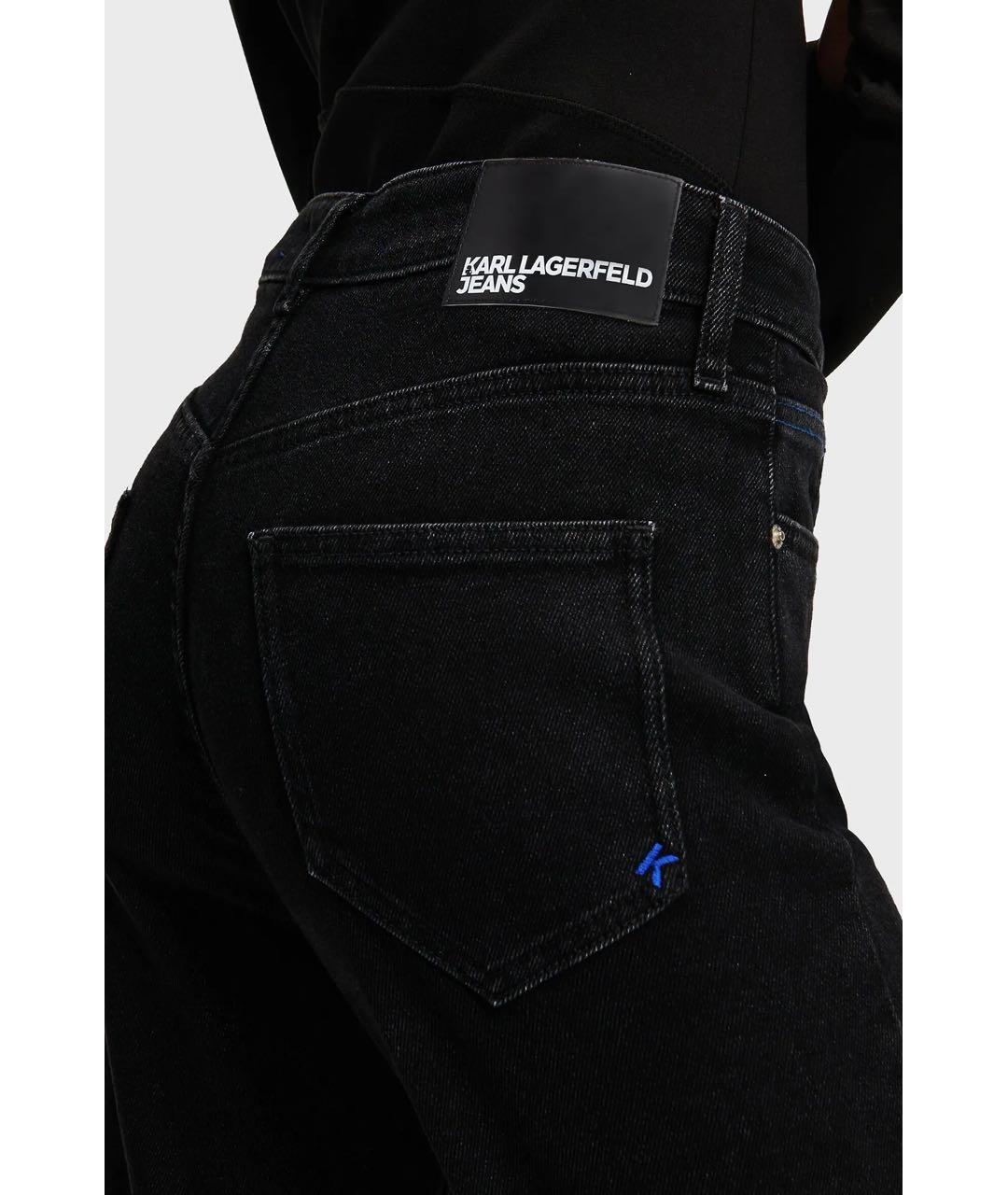 KARL LAGERFELD Черные хлопковые прямые джинсы, фото 4