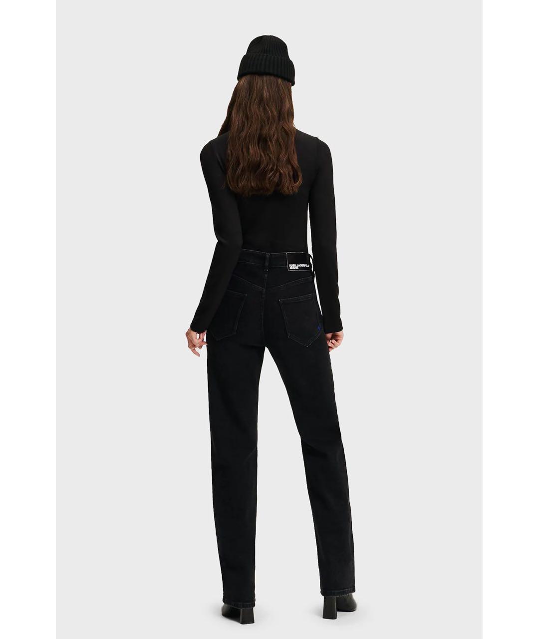 KARL LAGERFELD Черные хлопковые прямые джинсы, фото 3
