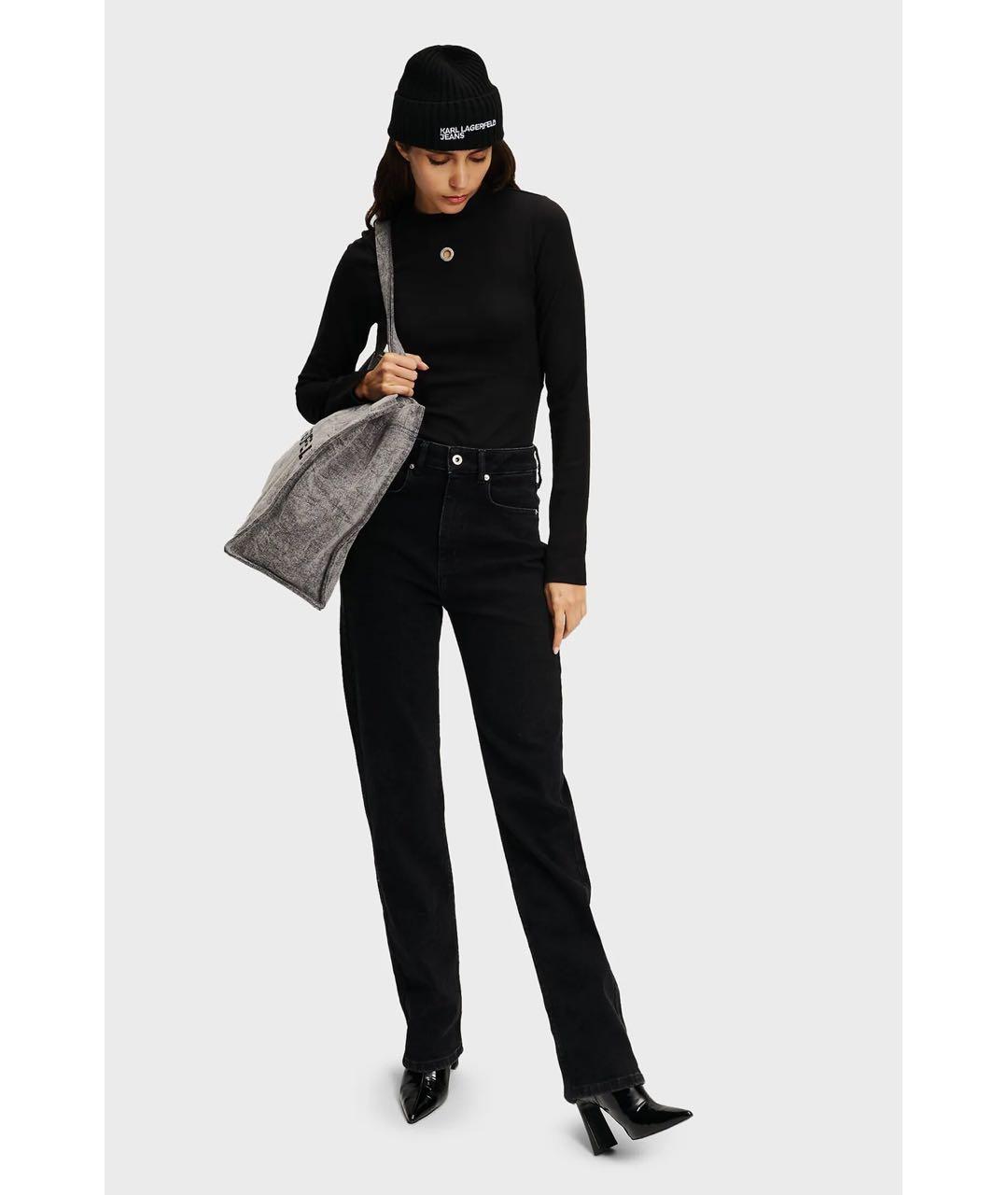 KARL LAGERFELD Черные хлопковые прямые джинсы, фото 2