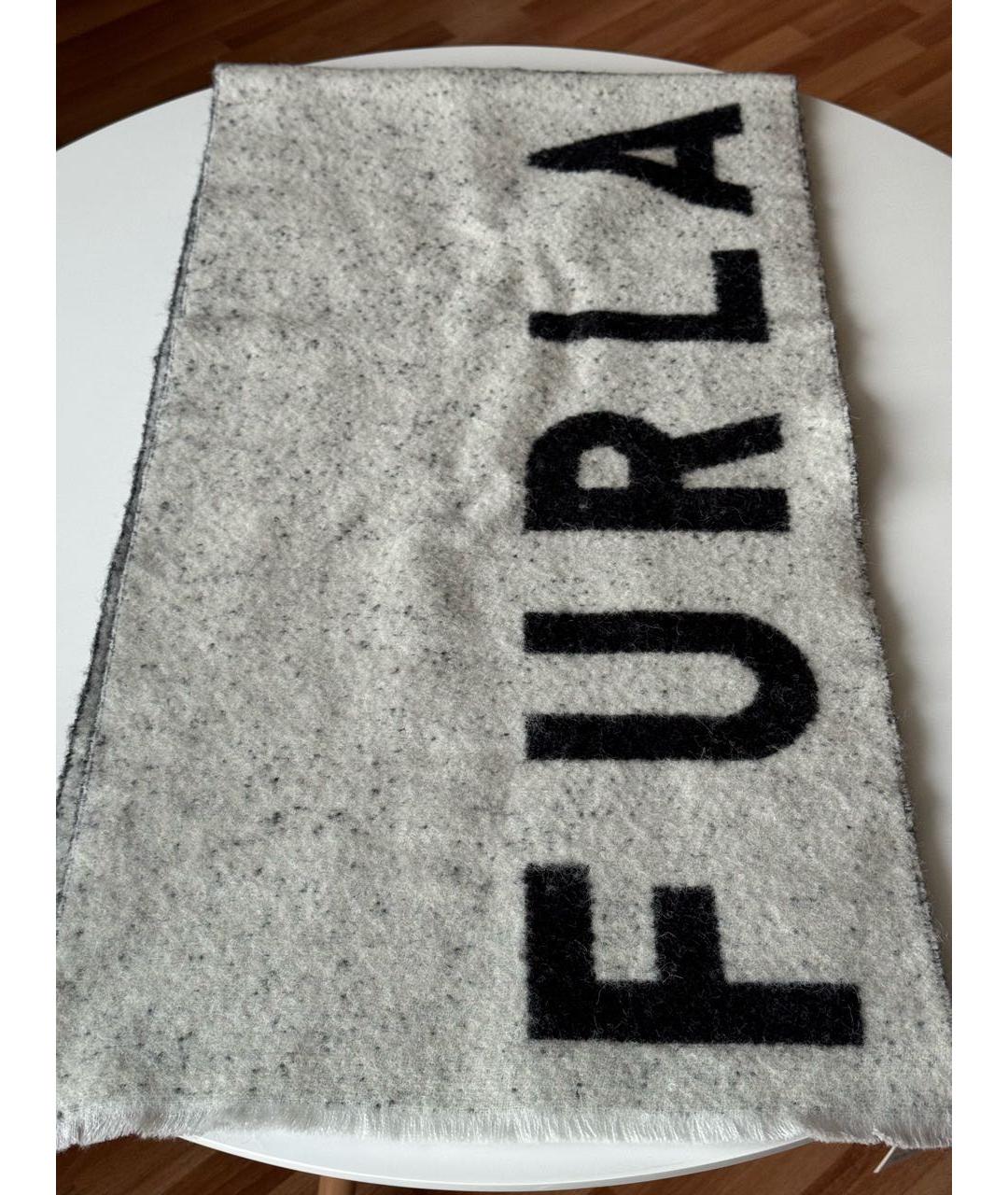 FURLA Черный шерстяной шарф, фото 2