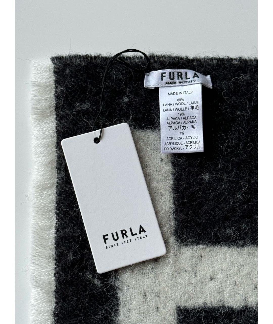 FURLA Черный шерстяной шарф, фото 4