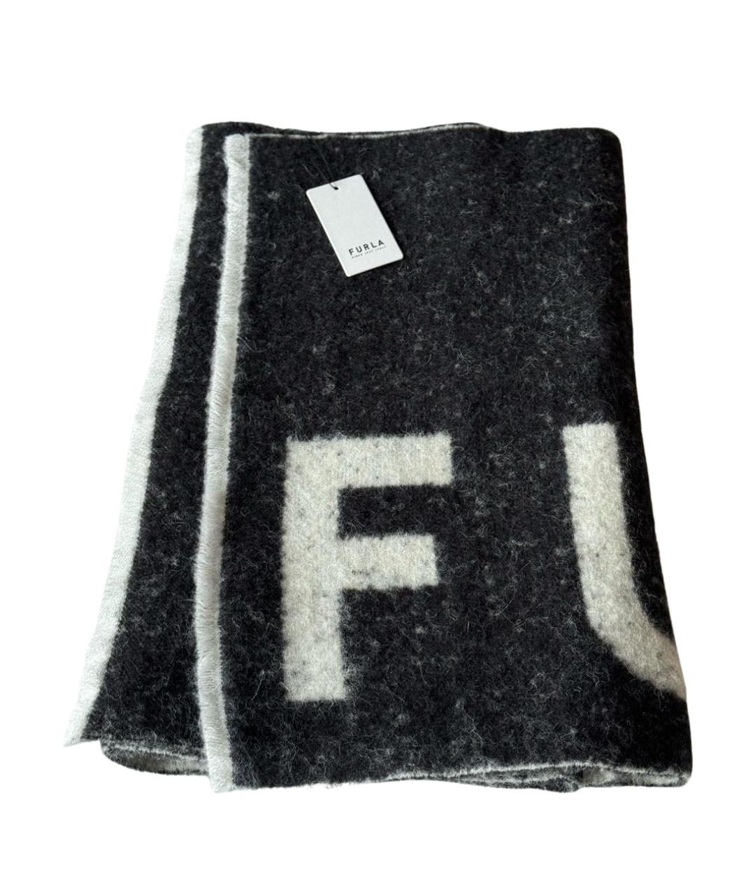 FURLA Черный шерстяной шарф, фото 1