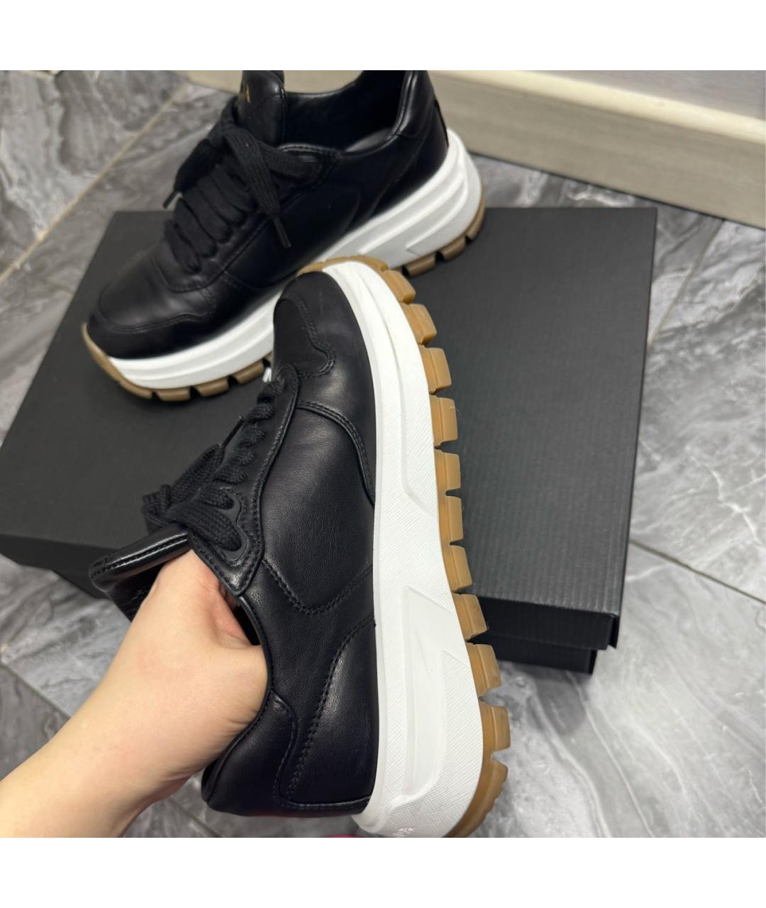 PRADA Черные кожаные кроссовки, фото 5