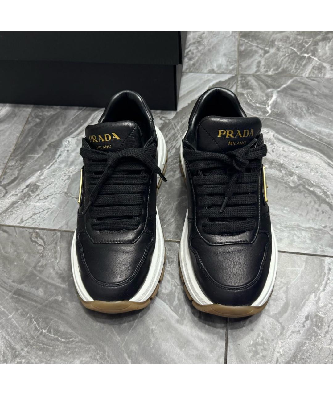 PRADA Черные кожаные кроссовки, фото 8
