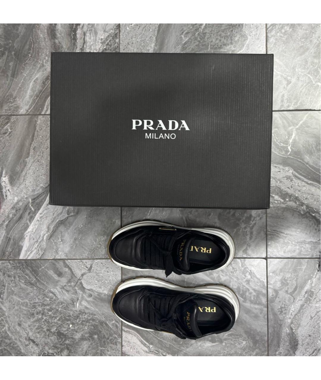 PRADA Черные кожаные кроссовки, фото 7
