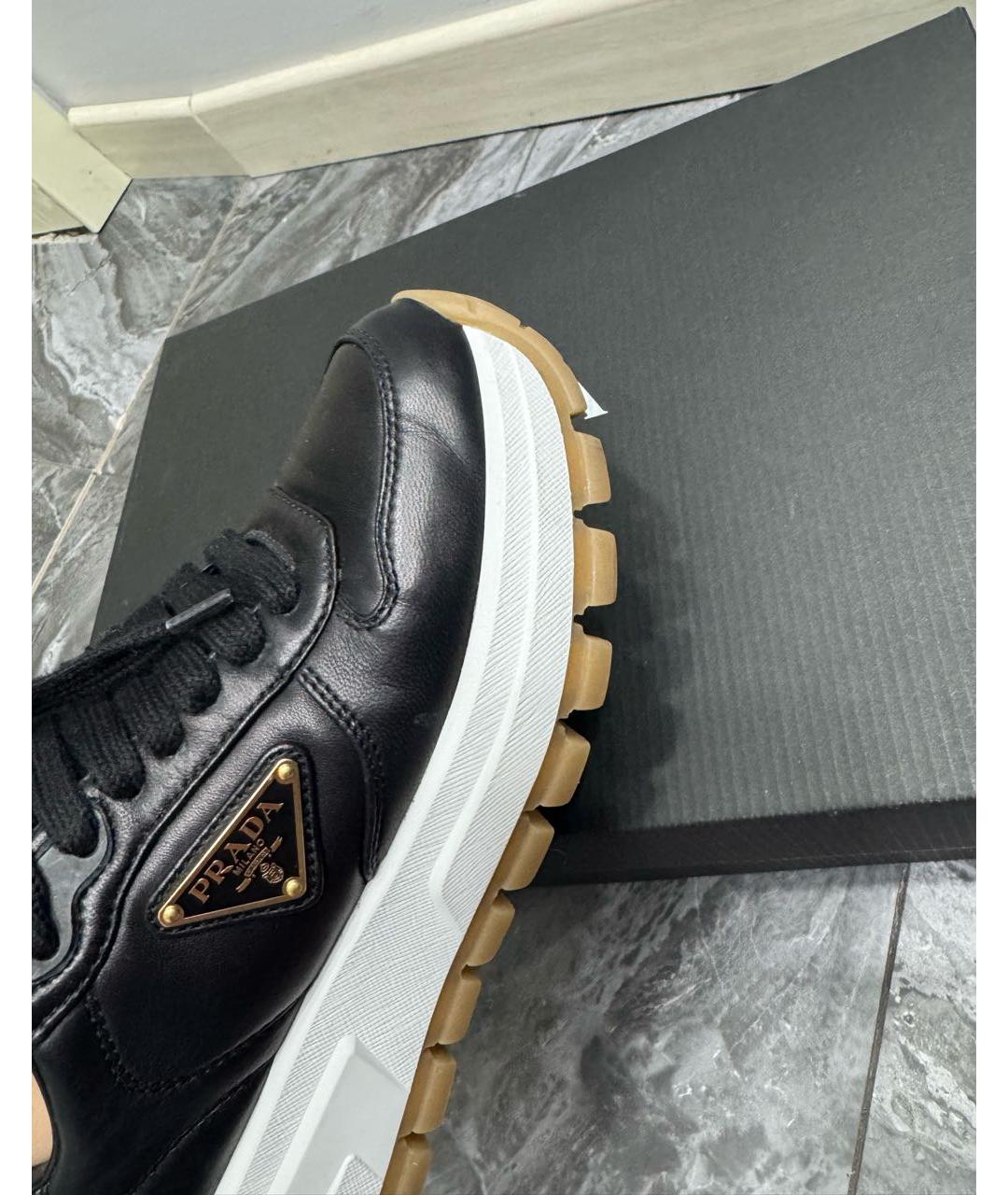 PRADA Черные кожаные кроссовки, фото 6