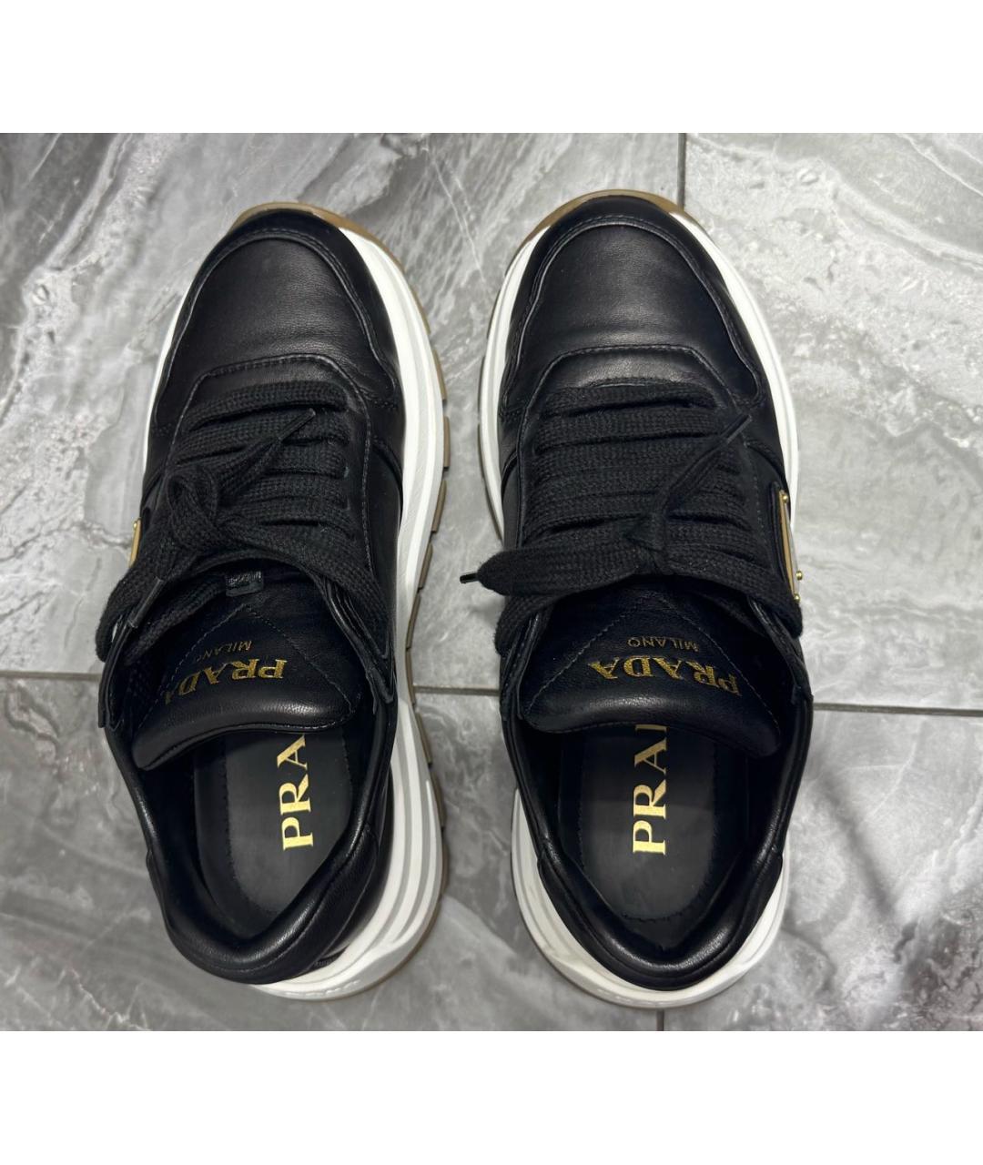PRADA Черные кожаные кроссовки, фото 3