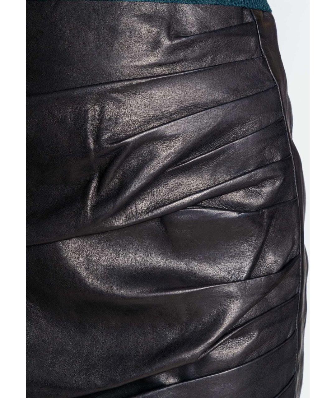P.A.R.O.S.H. Черная кожаная юбка миди, фото 5