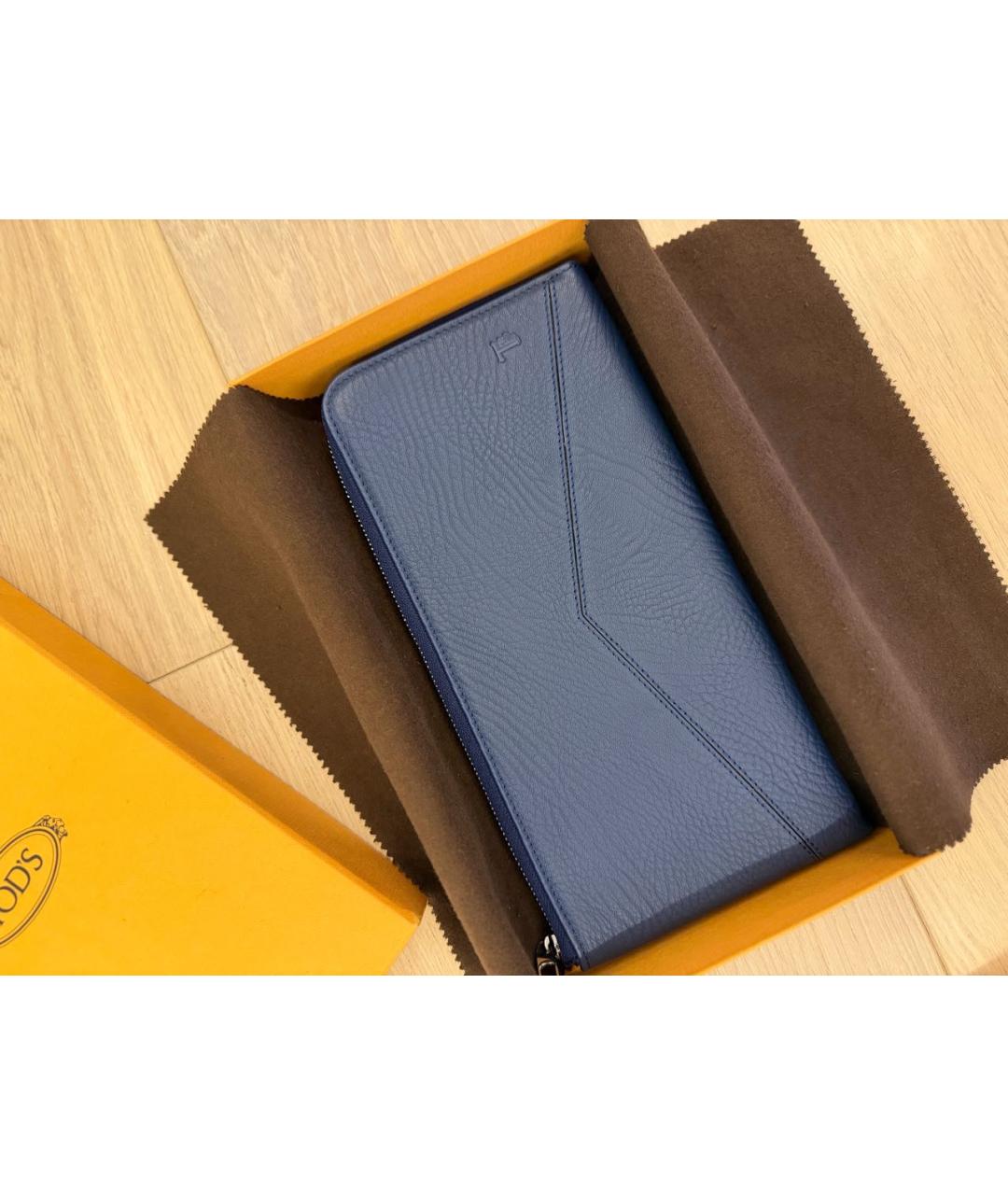 TOD'S Синий кожаный кошелек, фото 4