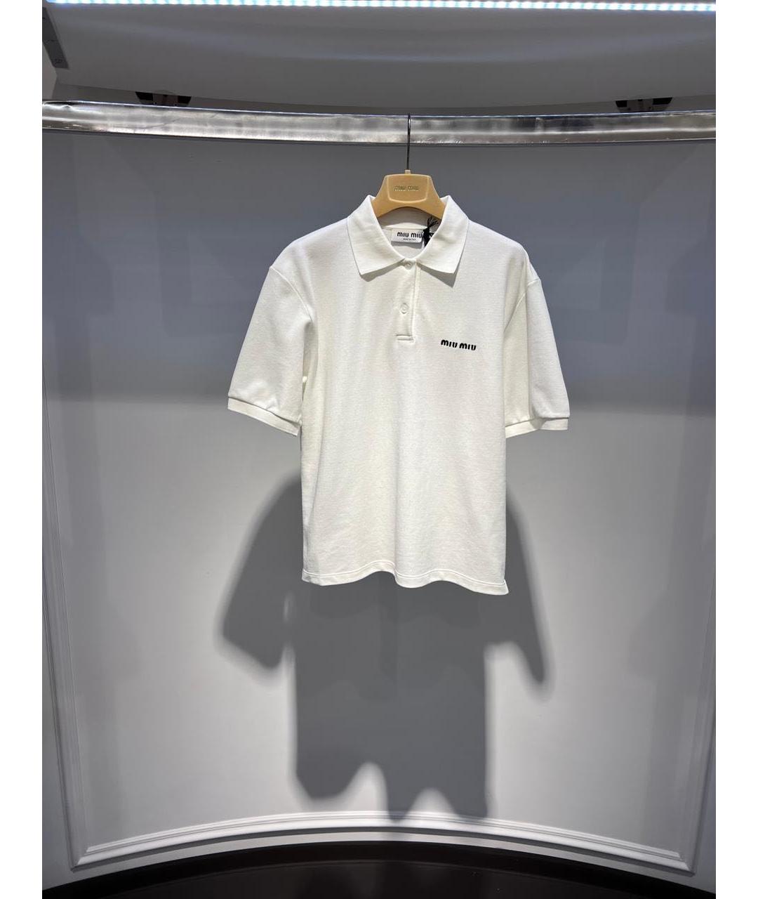 MIU MIU Белая хлопковая футболка, фото 2