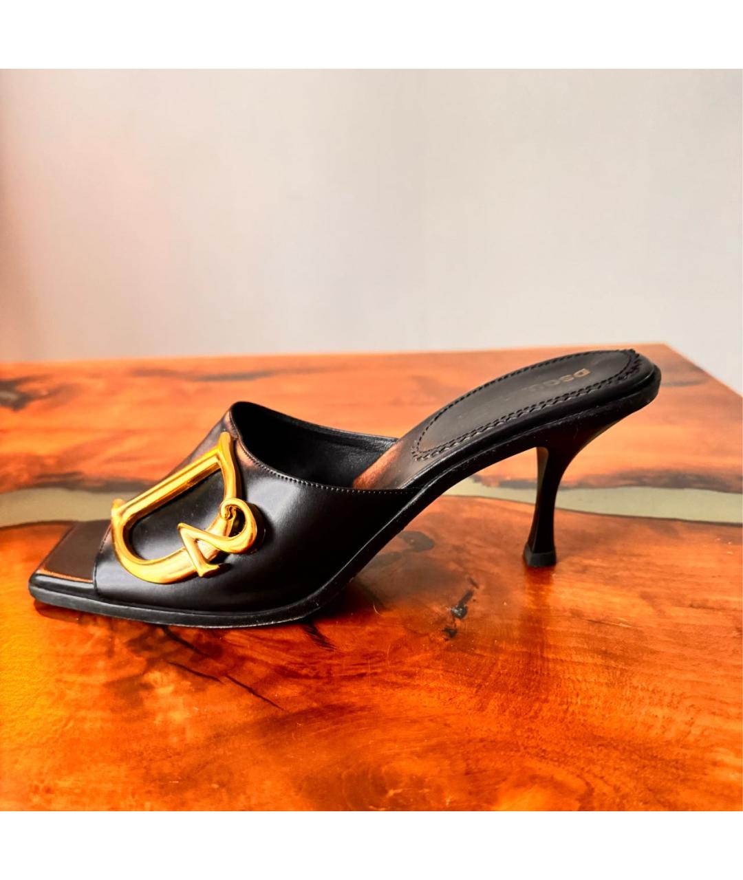 DSQUARED2 Черные кожаные мюли, фото 8