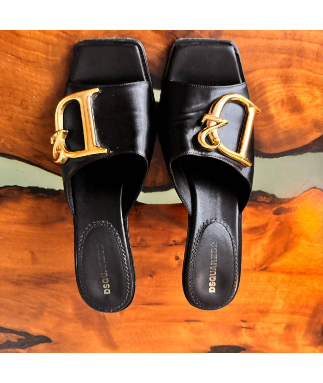 DSQUARED2 Черные кожаные мюли, фото 3