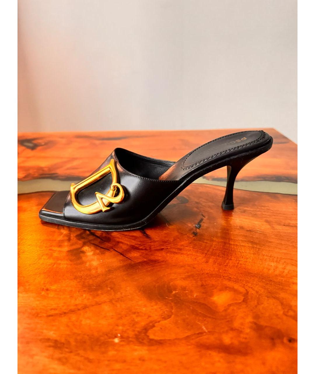 DSQUARED2 Черные кожаные мюли, фото 6