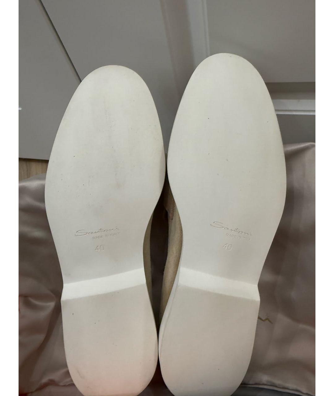 SANTONI Бежевые замшевые лоферы, фото 3