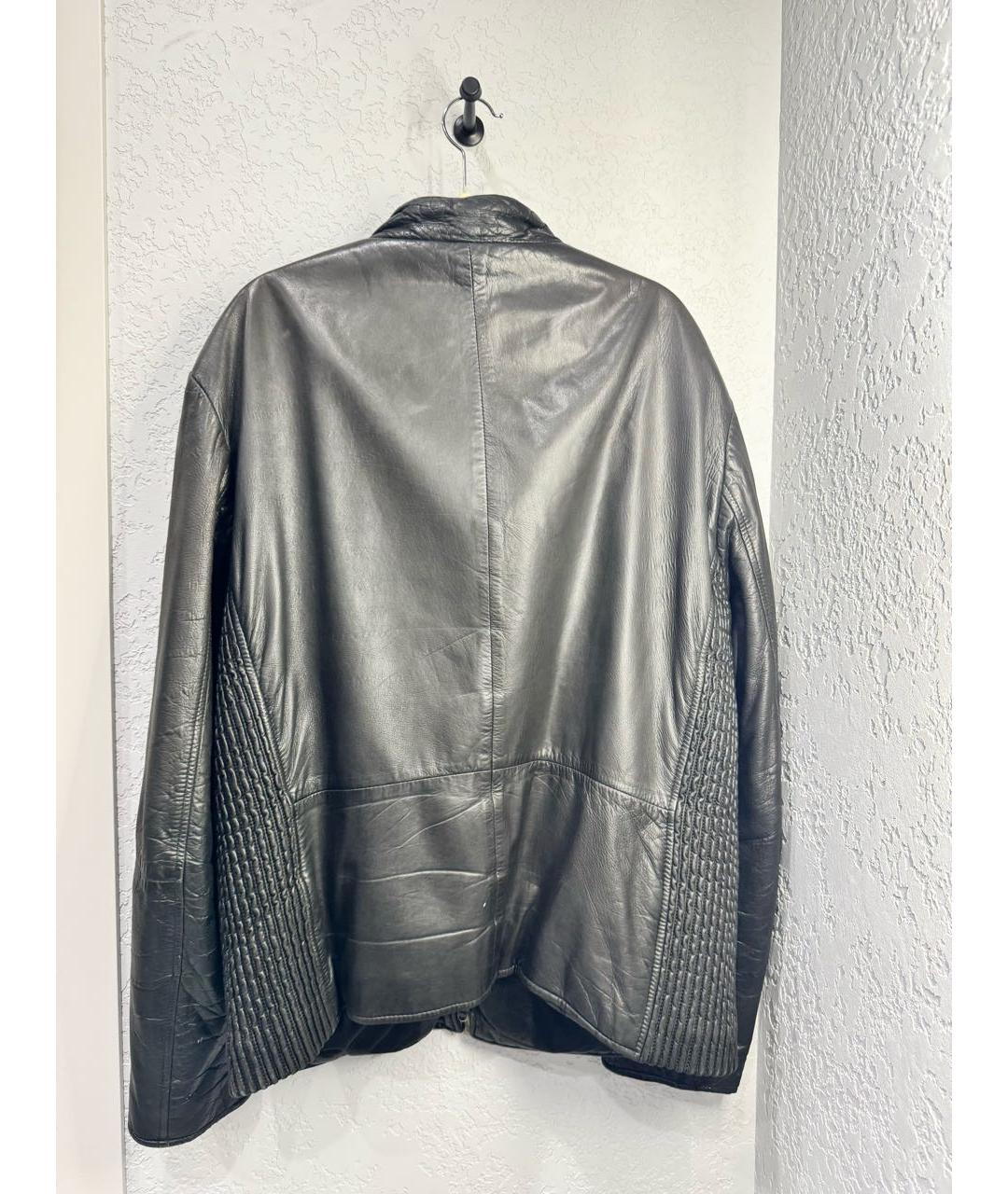 ARMANI COLLEZIONI Черная кожаная куртка, фото 2